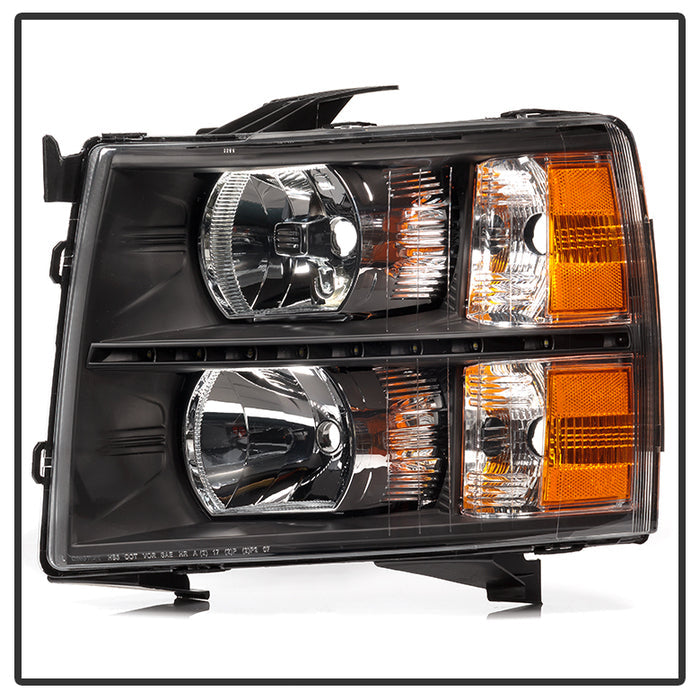 SPYDER Xtune Chevy Silverado 07-13 Crystal Headlights w/ LED Black HD-JH-CS07-LED-BK 9032967