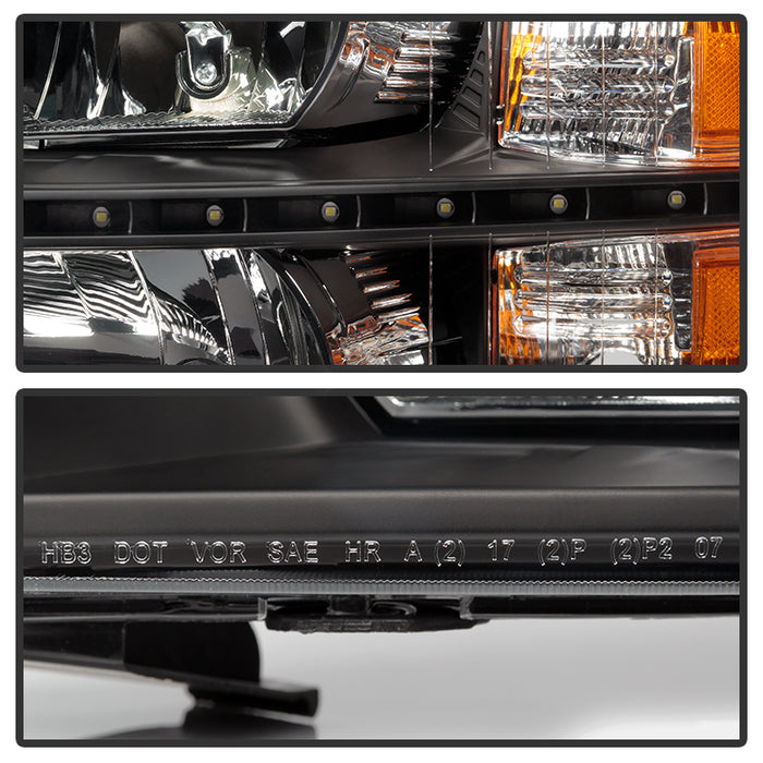 SPYDER Xtune Chevy Silverado 07-13 Crystal Headlights w/ LED Black HD-JH-CS07-LED-BK 9032967