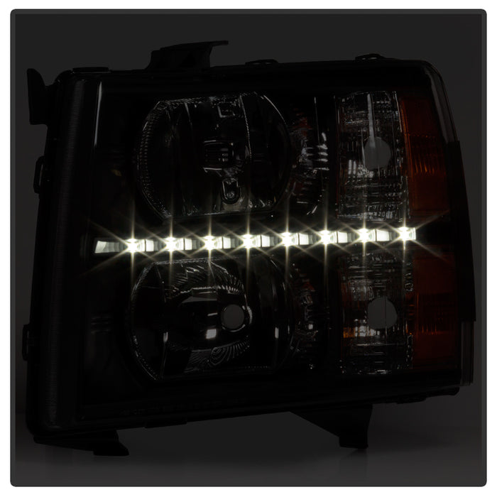 SPYDER Xtune Chevy Silverado 07-13 Crystal Headlights w/ LED Black HD-JH-CS07-LED-BK 9032967