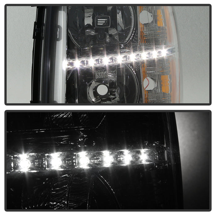 SPYDER Xtune Chevy Silverado 07-13 Crystal Headlights w/ Drl LED Design Black HD-JH-CS07-LED-C 9032981