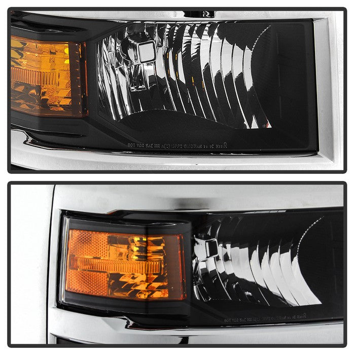 SPYDER xTune 14-15 Chevy Silverado 1500 (New Body) OEM Style Headlights w/Trim - Blk (HD-JH-CS14-CC-BK) 9042447