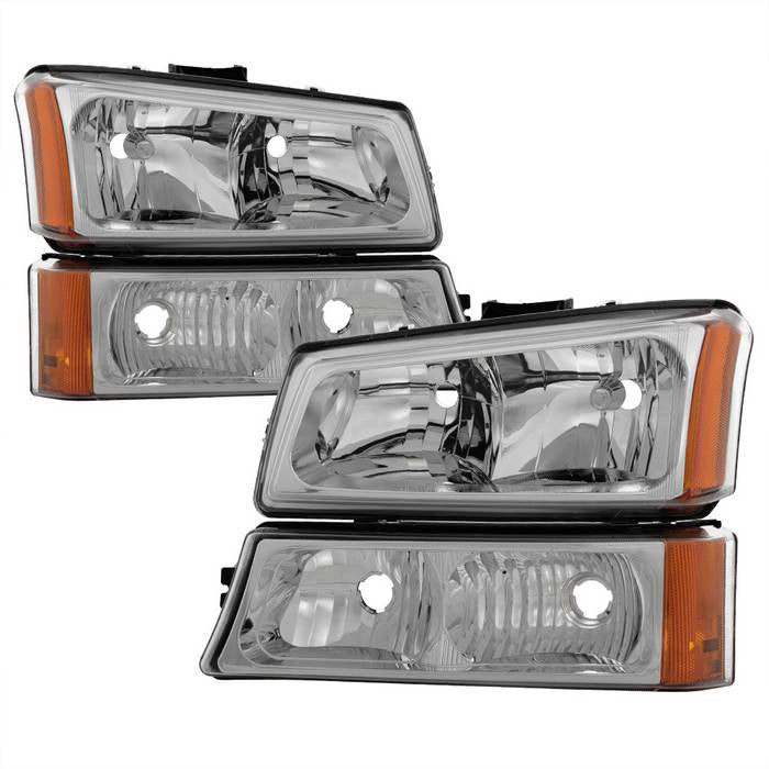 SPYDER Xtune Chevy Silverado 2500HD 03-06 Crystal Headlights w/ Bumper Lights Chrome HD-JH-CSIL03-AM-C-SET 5064912