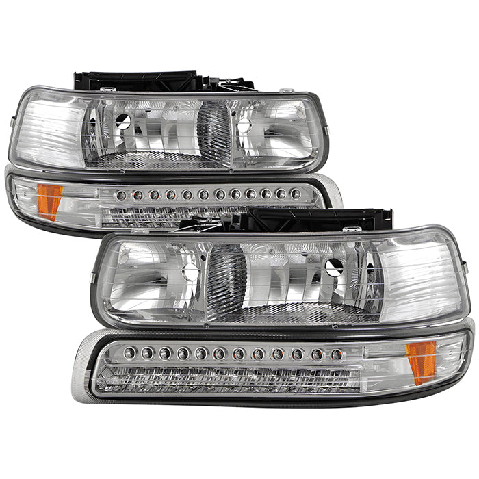 SPYDER Xtune Chevy TahOE 00-06 Headlights w/ LED Bumper Lights Amber Chrome HD-JH-CSIL99-LED-SET-C 5069474