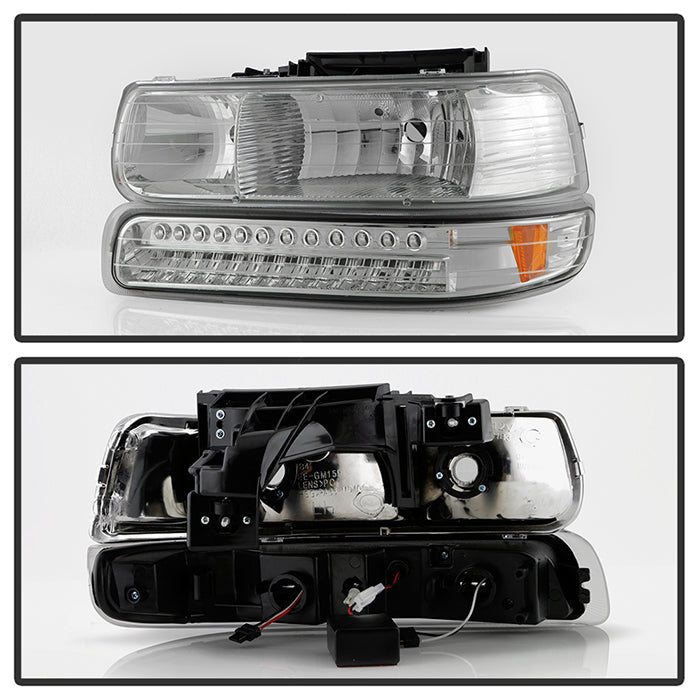 SPYDER Xtune Chevy TahOE 00-06 Headlights w/ LED Bumper Lights Amber Chrome HD-JH-CSIL99-LED-SET-C 5069474