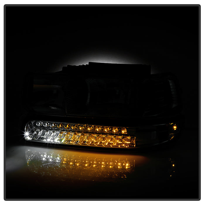 SPYDER Xtune Chevy TahOE 00-06 Headlights w/ LED Bumper Lights Amber Chrome HD-JH-CSIL99-LED-SET-C 5069474