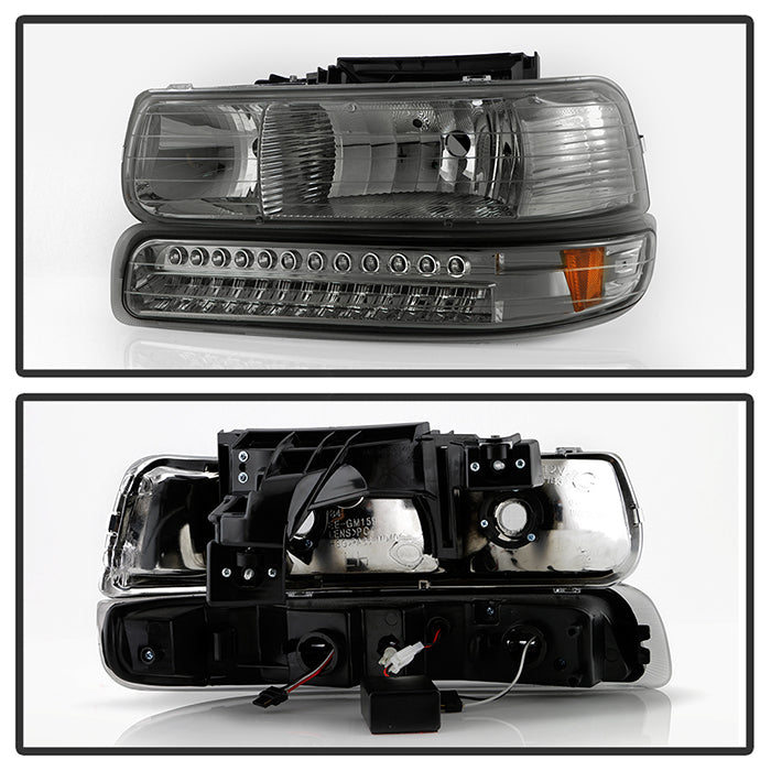SPYDER Xtune Chevy TahOE 00-06 Headlights w/ LED Bumper Lights Amber Smoke HD-JH-CSIL99-LED-SET-SM 5069481