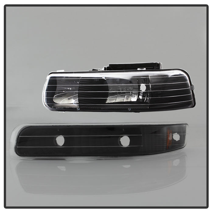 SPYDER Xtune Chevy TahOE 00-06 Amber Crystal Headlights w/ Bumper Lights Black HD-JH-CSIL99-SET-AM-BK 5064219