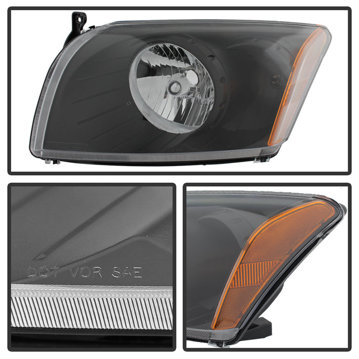 SPYDER Xtune Dodge Caliber 07-12 Crystal Headlights -Black HD-JH-DCAL07-AM-BK 9026522