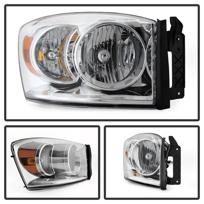 SPYDER Xtune Dodge Ram 1500 06-08 / Ram 2500/3500 06-09 Amber Crystal Headlights Chrome HD-JH-DR06-AM-C 9022913