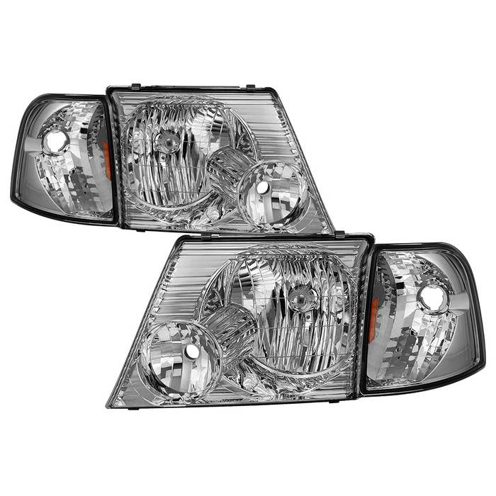 SPYDER xTune 02-05 Ford Explorer 4DR (Excl Sport) 4pc OEM Headlights w/Corner - Chrome (HD-JH-FEXP02-SET-C) 9044120