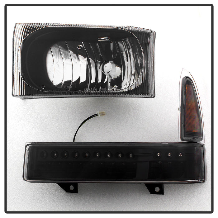 SPYDER xTune Ford F250 F350 Superduty Excursion 99-04 OEM Style Headlights - Black HD-JH-FF25099-SET-LED-BK 9035210