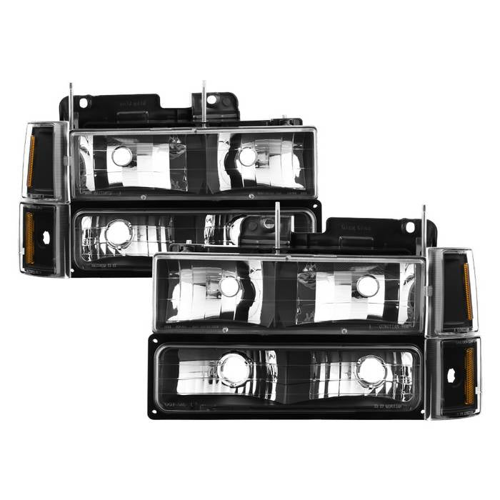 SPYDER xTune GMC C/K Series 94-98 Headlights w/ Corner and Parking Lights - Black HD-JH-GCK94-BK-SET 9037405