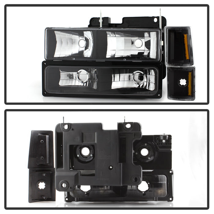 SPYDER xTune GMC C/K Series 94-98 Headlights w/ Corner and Parking Lights - Black HD-JH-GCK94-BK-SET 9037405