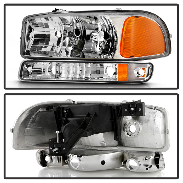 SPYDER xTune GMC Sierra 99-06 /Yukon 00-06 Crystal Headlights & Bumper Lights - Chrome HD-JH-GS99-AM-SET-C 9037481