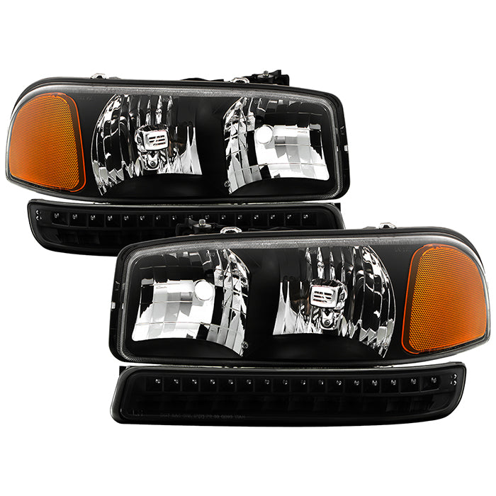 SPYDER xTune GMC Sierra 99-06 /Yukon 00-06 Headlights & LED Bumper Lights - Black HD-JH-GS99-LED-SET-BK 9037399