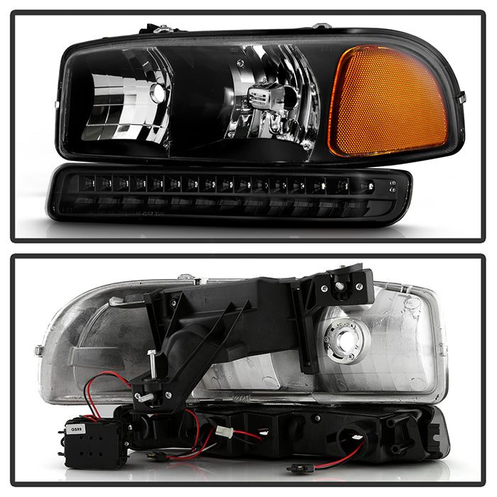 SPYDER xTune GMC Sierra 99-06 /Yukon 00-06 Headlights & LED Bumper Lights - Black HD-JH-GS99-LED-SET-BK 9037399