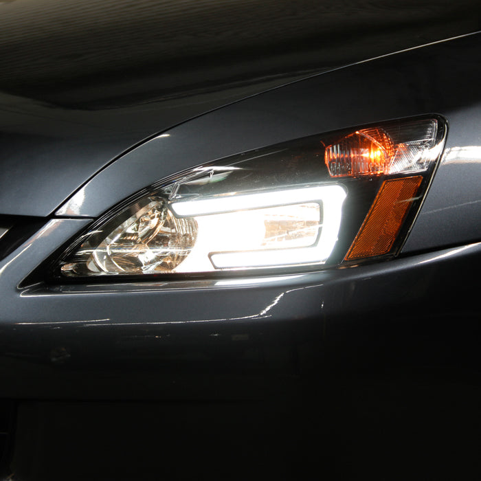 xTune Honda Accord 03-07 2/4Dr LED DRL Crystal Headlights - OE Black HD-JH-HA03-LED-BK 9949425