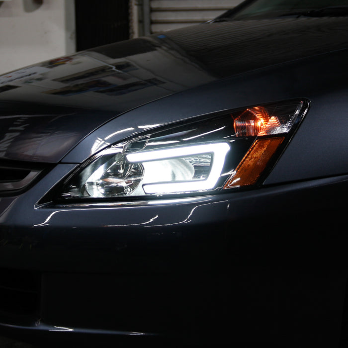 xTune Honda Accord 03-07 2/4Dr LED DRL Crystal Headlights - OE Black HD-JH-HA03-LED-BK 9949425