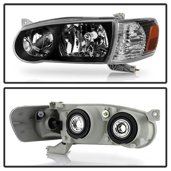 SPYDER Xtune Toyota Corolla 01-02 Crystal Headlights w/ Amber Corner Lights Black HD-JH-TC01-AM-BK 5072948