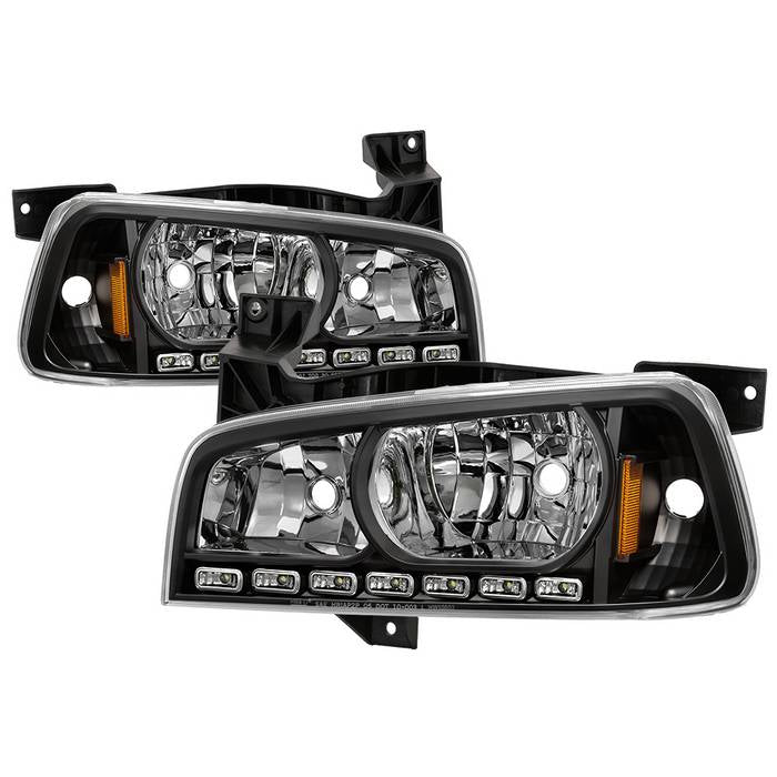 SPYDER Xtune Dodge Charger 06-10 1Pc LED Crystal Headlights Black HD-ON-DCH05-1PC-LED-BK 5017635