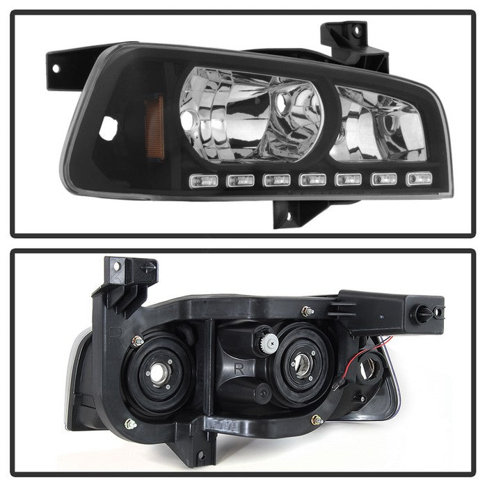 SPYDER Xtune Dodge Charger 06-10 1Pc LED Crystal Headlights Black HD-ON-DCH05-1PC-LED-BK 5017635