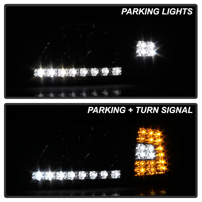 SPYDER Xtune Ford F150 97-03 Crystal Headlights w/ Clear LED Corners Smoke HD-ON-FF15097-LED-SET-SM 5014801