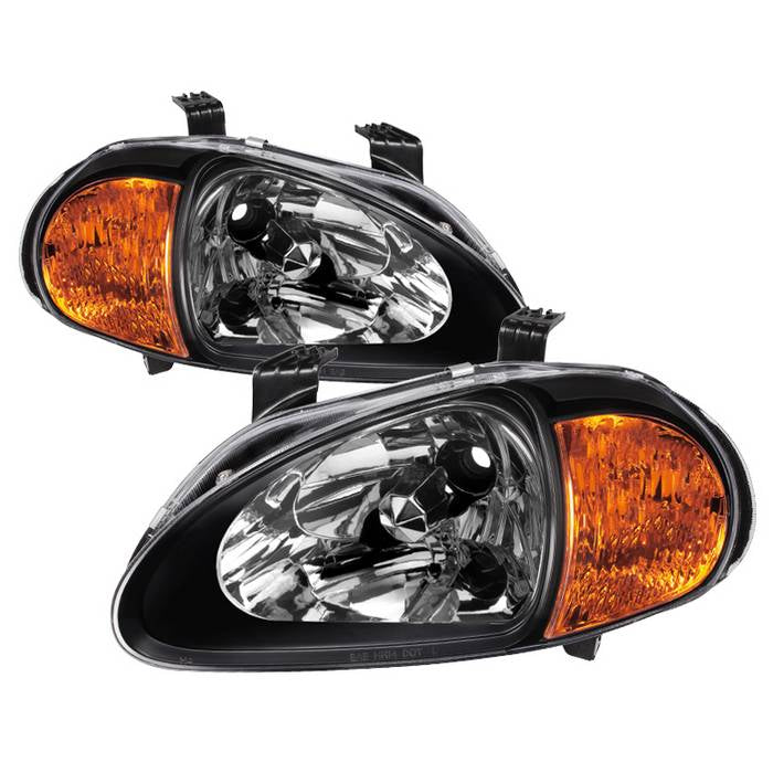 SPYDER Xtune Honda Del Sol 93-97 1Pc Amber Crystal Headlights Black HD-ON-HDEL93-1P-AM-BK 5013408
