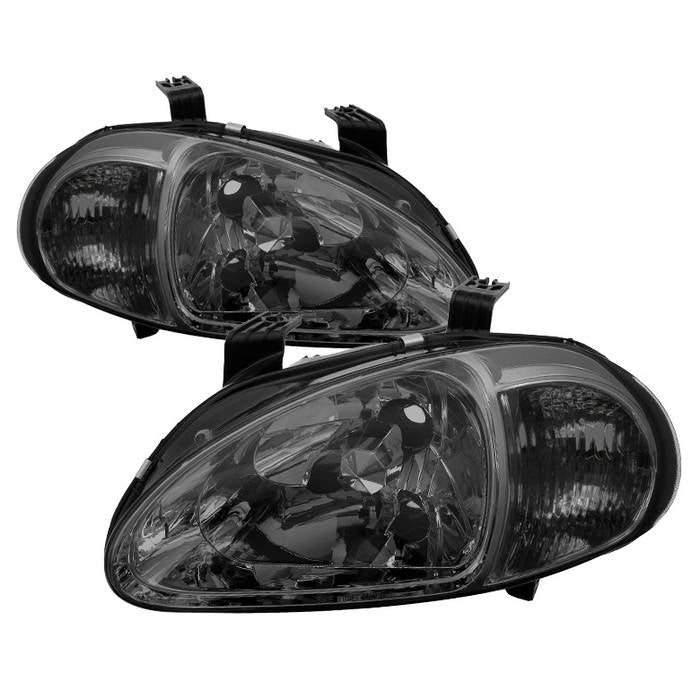 SPYDER Xtune Honda Del Sol 93-97 1Pc Crystal Headlights Smoke HD-ON-HDEL93-1P-SM 5013439