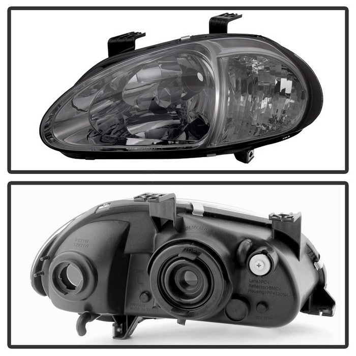 SPYDER Xtune Honda Del Sol 93-97 1Pc Crystal Headlights Smoke HD-ON-HDEL93-1P-SM 5013439
