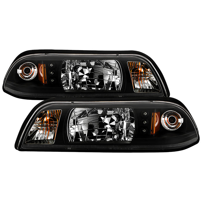 Spyder Ford Mustang 87-93 1PC LED (Replaceable LEDs)Crystal Headlights Black HD-YD-FM87-1PC-LED-BK 5012531