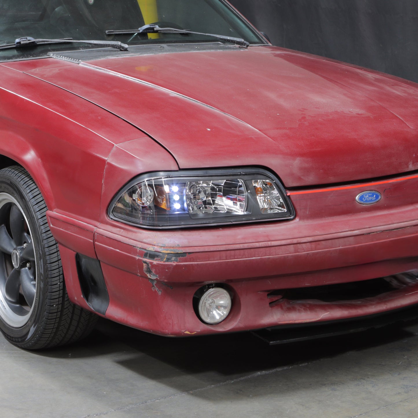 Spyder Ford Mustang 87-93 1PC LED (Replaceable LEDs)Crystal Headlights Black HD-YD-FM87-1PC-LED-BK 5012531