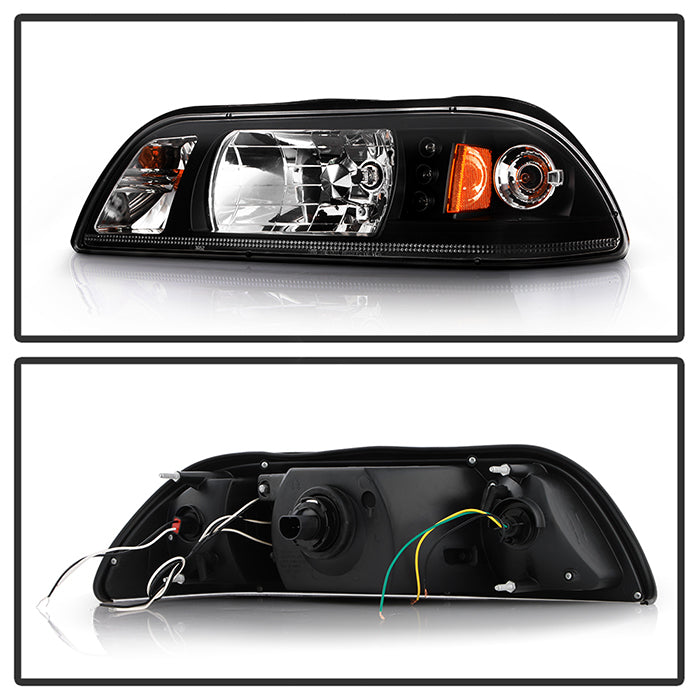 Spyder Ford Mustang 87-93 1PC LED (Replaceable LEDs)Crystal Headlights Black HD-YD-FM87-1PC-LED-BK 5012531