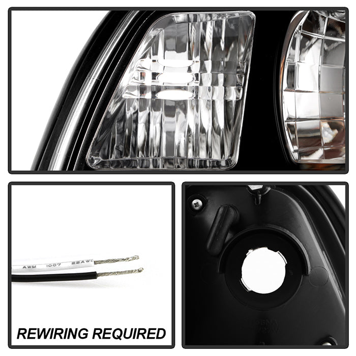Spyder Ford Mustang 87-93 1PC LED (Replaceable LEDs)Crystal Headlights Black HD-YD-FM87-1PC-LED-BK 5012531