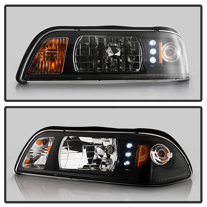 Spyder Ford Mustang 87-93 1PC LED (Replaceable LEDs)Crystal Headlights Black HD-YD-FM87-1PC-LED-BK 5012531