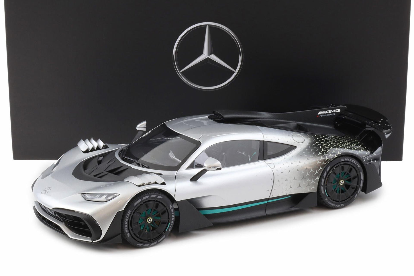 NZG 2023 Mercedes Benz One AMG (C298) Hightech Silver 1:12 DEALER EDITION