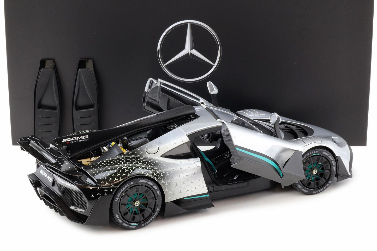 NZG 2023 Mercedes Benz One AMG (C298) Hightech Silver 1:12 DEALER EDITION