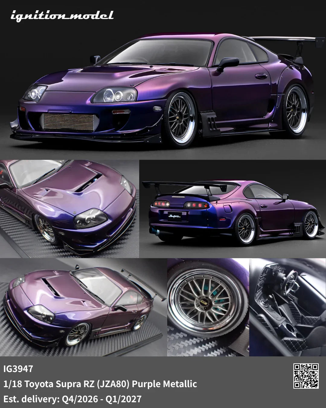Ignition-Model Toyota Supra RZ Mk4 (A80) Purple Metallic 1:18