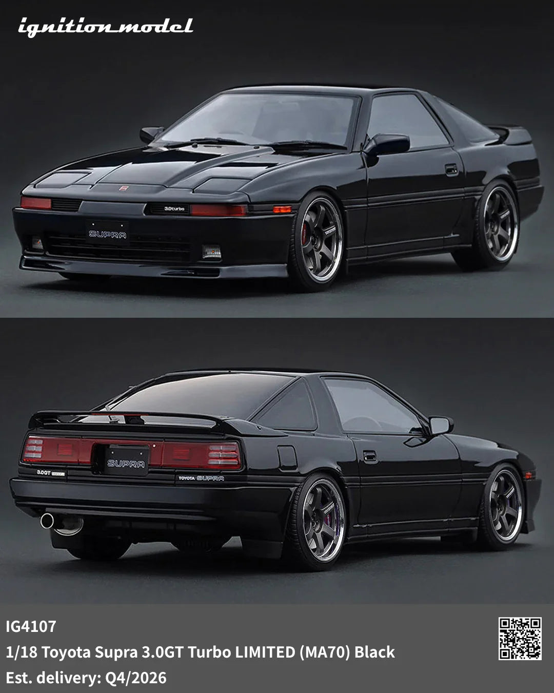 Ignition-Model Toyota Supra 3.0 GT Turbo LIMITED MK3 (A70) Black 1:18