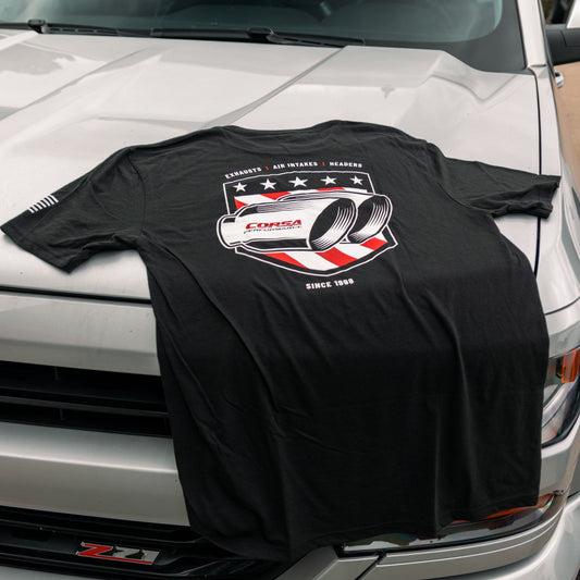 Corsa [CLOSE OUT] Black / CORSA Men's T-Shirt | Exhaust Tips