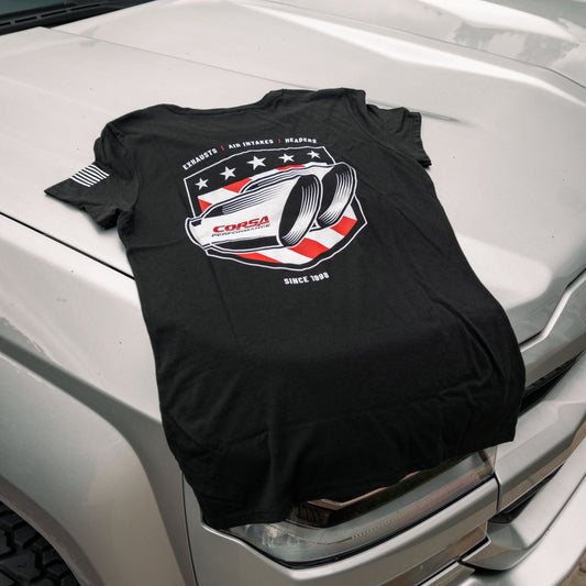 Corsa [CLOSE OUT] Black / CORSA Women's T-Shirt | Exhaust Tips