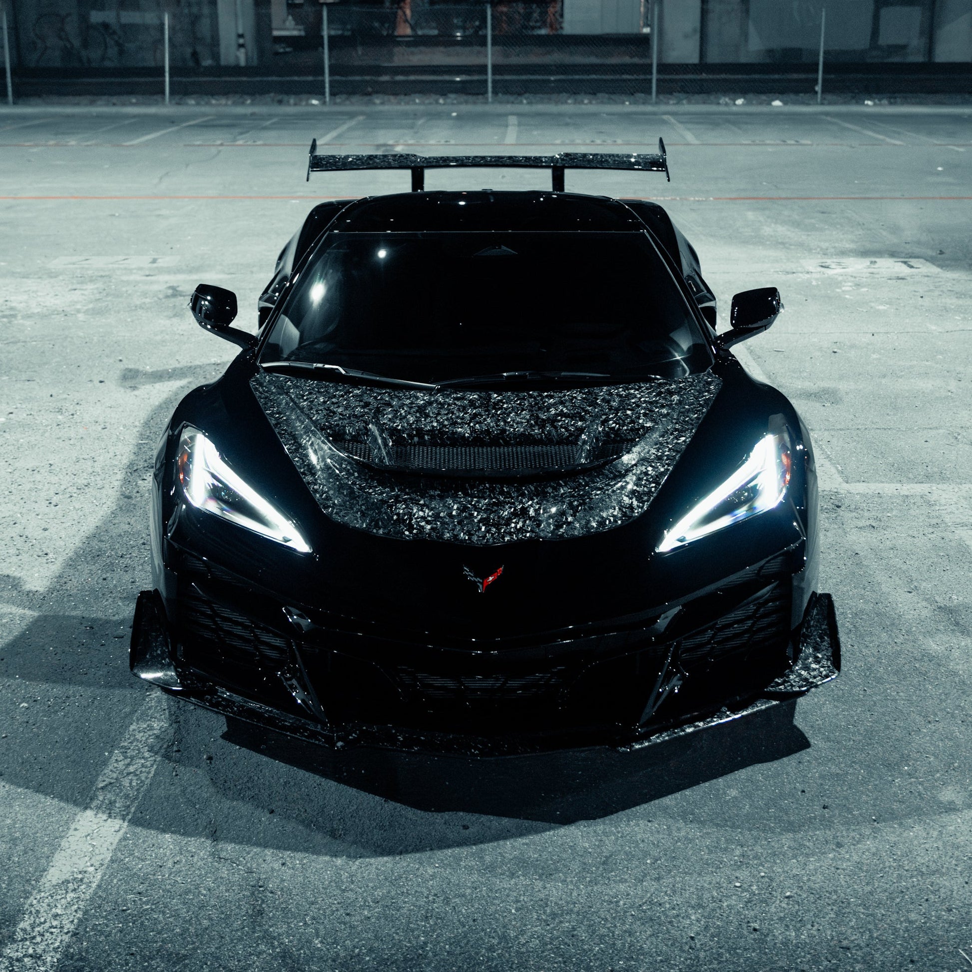 Installed 2020-2026 C8 Corvette Quiet Racing collaboration forged carbon exterior upgrade