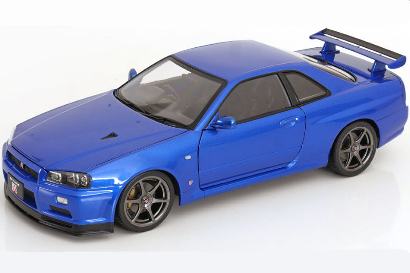 KK Scale 2001 Nissan Skyline GT-R R34 V-Spec II Bayside Blue 1:12