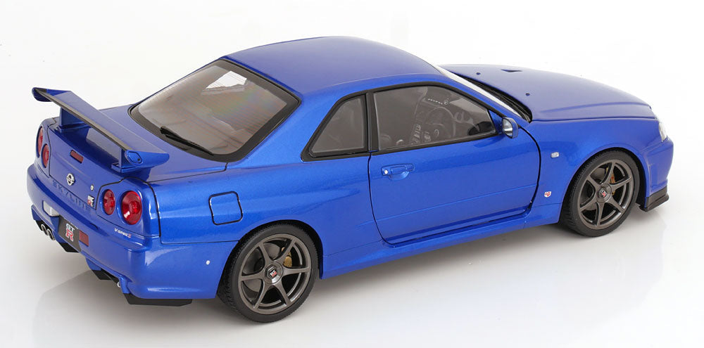 KK Scale 2001 Nissan Skyline GT-R R34 V-Spec II Bayside Blue 1:12
