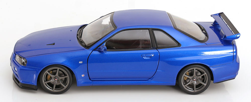 KK Scale 2001 Nissan Skyline GT-R R34 V-Spec II Bayside Blue 1:12