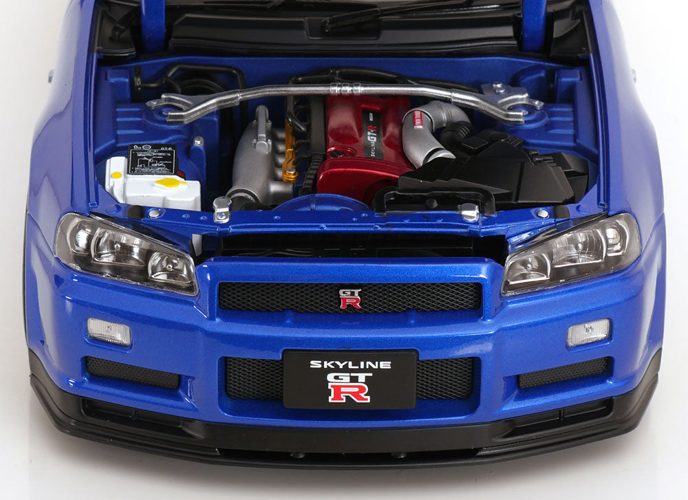 KK Scale 2001 Nissan Skyline GT-R R34 V-Spec II Bayside Blue 1:12