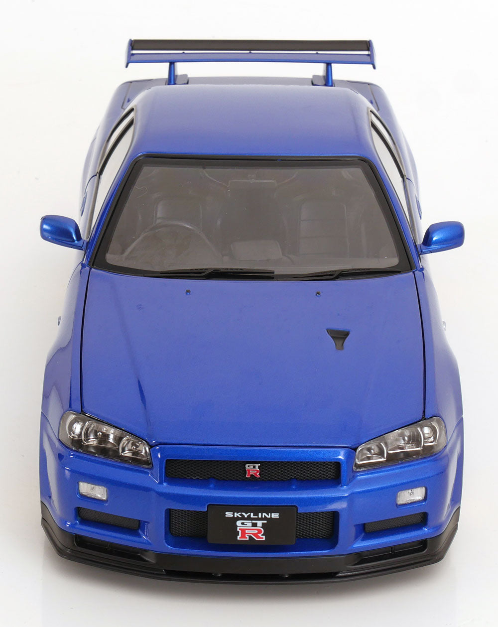 KK Scale 2001 Nissan Skyline GT-R R34 V-Spec II w/ Gold BBS Bayside Blue 1:12