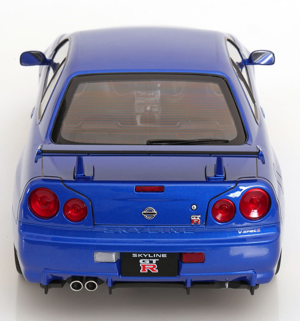 KK Scale 2001 Nissan Skyline GT-R R34 V-Spec II w/ Gold BBS Bayside Blue 1:12