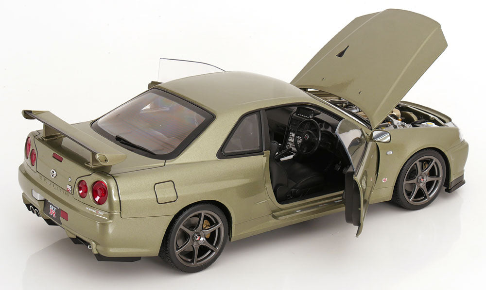 KK Scale 2001 Nissan Skyline GT-R R34 V-Spec II Jade Green Metallic 1:12