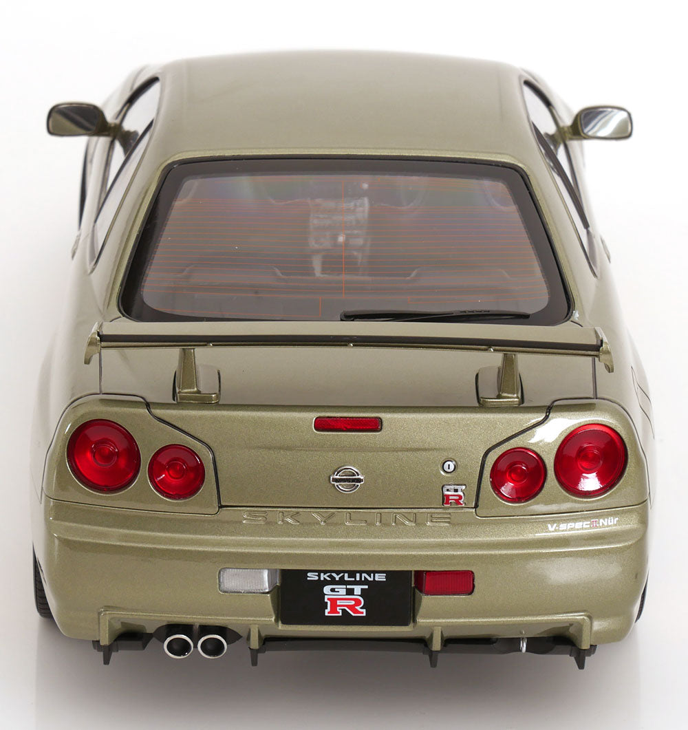 KK Scale 2001 Nissan Skyline GT-R R34 V-Spec II w/ Gold BBS Jade Green Metallic 1:12