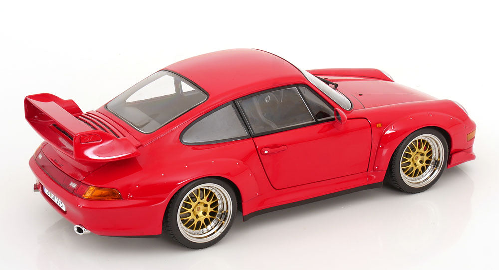 KK Scale 1996 Porsche 911 993 GT2 w/ Gold BBS Wheels Guards Red 1:12